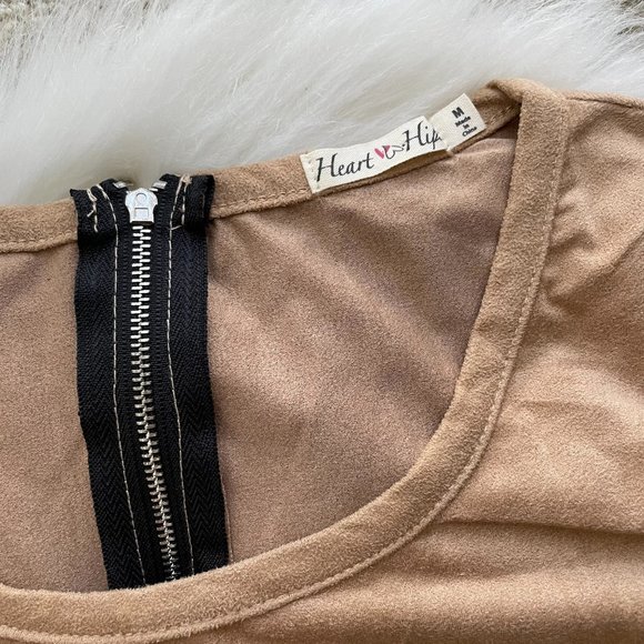 Suede Mini Dress with Round Hem Size Medium - Picture 5 of 7